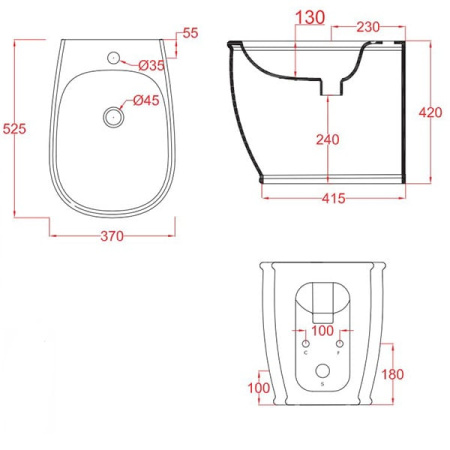 Биде напольное Artceram Azuley AZB002 01 00 bi