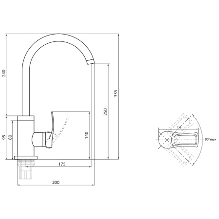 Смеситель Славен для кухни Прораб Ц (СЛ-ОД-1БЛ)