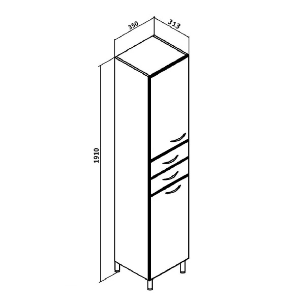 Пенал Runo левый с корзиной для белья 35 (00000000128)