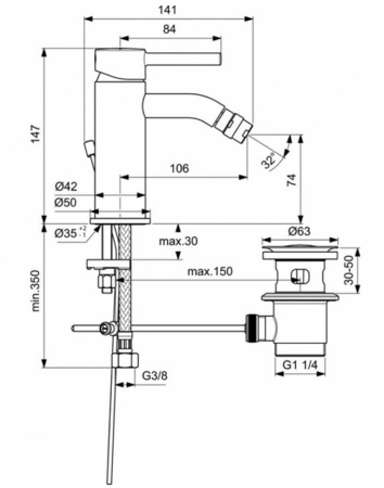 Смеситель для биде Ideal Standard Ceraline BC197XG
