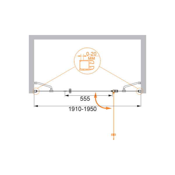 Душевая дверь (195х195) CEZARES ELENA ELENA-W-B-13-80+60/60-C-Cr