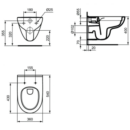 Комплект инсталляция + унитаз Ideal Standard i.life A Rimless RI471602