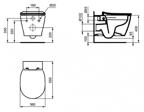 Комплект унитаз + инсталляция Ideal Standard Connect Prosys E8822301PC15