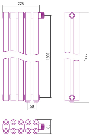 Полотенцесушитель Водяной Сунержа Эстет-00 EU50 (120х22) 5 секций Золото 03-0322-1205