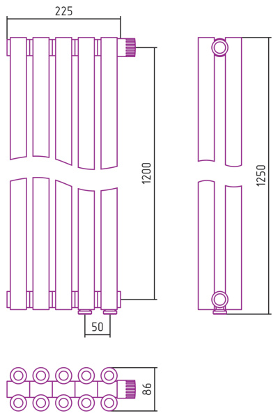 Полотенцесушитель Водяной Сунержа Эстет-00 EU50 (120х22) 5 секций Белый 12-0322-1205