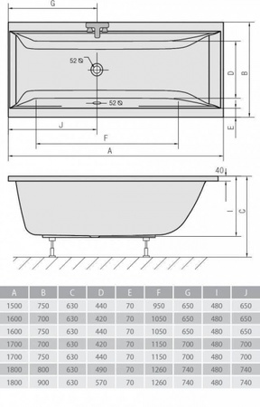 Акриловая ванна Alpen Cleo a04611