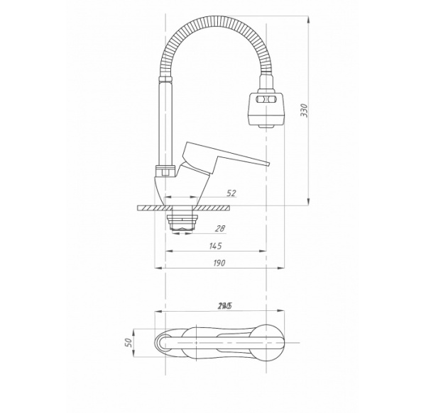 Смеситель для кухни FAUZT FZs-811-129 гибкий излив тип См-МОЦБА
