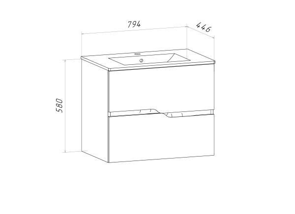 Тумба под раковину Runo Палермо 80 подвесная  (00-00004084)