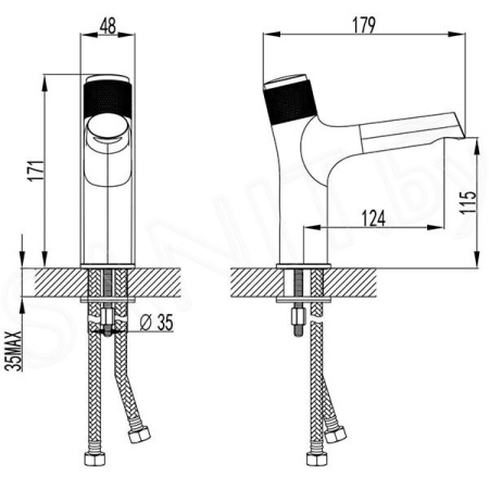 Смеситель для раковины Lemark Project, кнопочный (LM4676C)