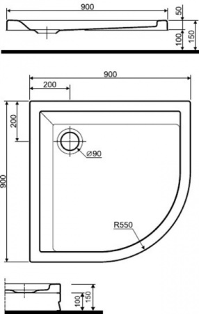 Душевой поддон полукруглый Kolo Pacyfik AntiSlide XBN0790101