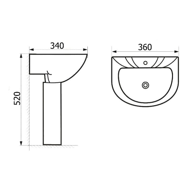 Раковина с пьедисталом  (60х40) SantiLine SL-2115W