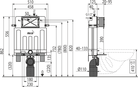 Смывной бачок скрытого монтажа AlcaPlast AM100/850