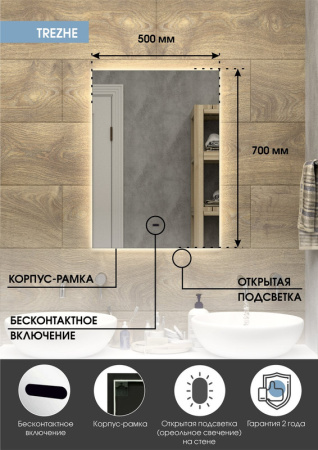 Зеркало с подсветкой (50x70) Continent Trezhe ЗЛП608