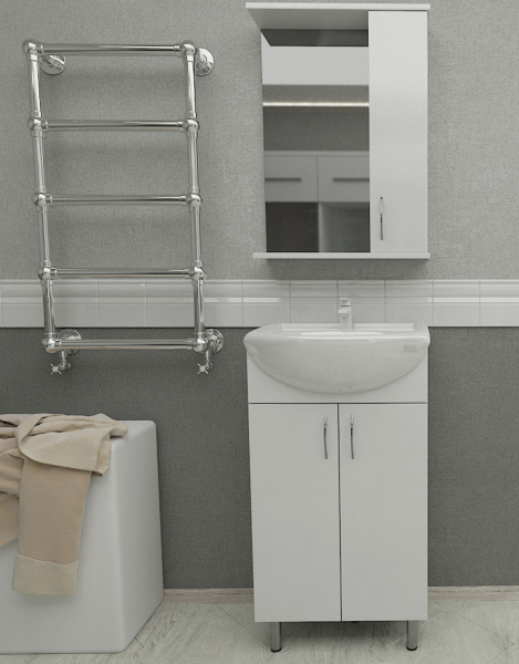 Тумба напольная с раковиной Orange Лайт LA-50TUW+RA белый