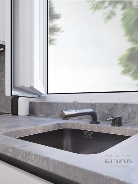 Смеситель для кухни EMAR ЕС - 7027 PVD Dark