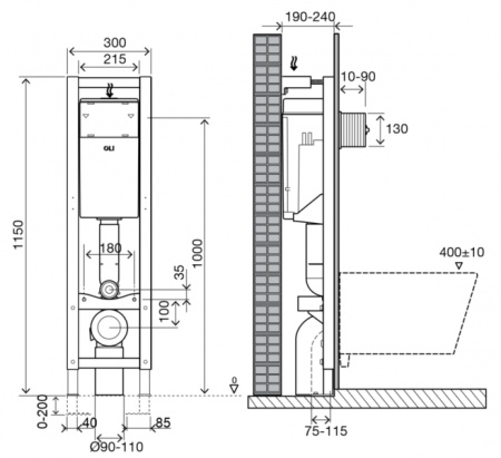 Инсталляция для унитаза Oli Quadra 280490m