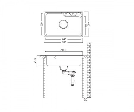 Кухонная мойка (70х46) Oulin OL-CS210S