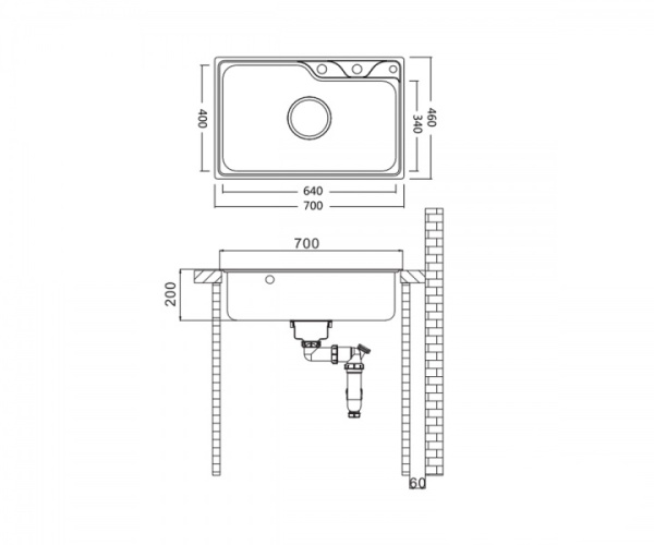 Кухонная мойка (70х46) Oulin OL-CS210S