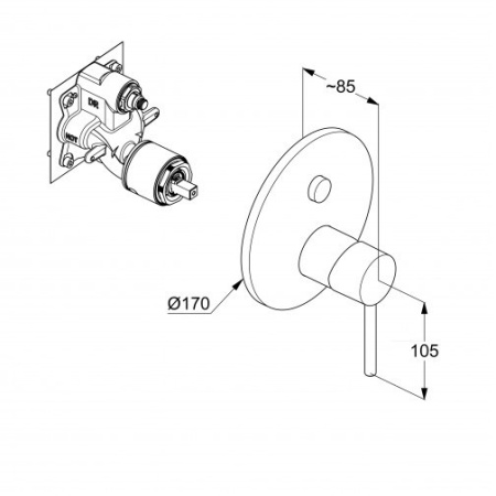 Встраиваемый смеситель для ванны Kludi Bozz 386593976