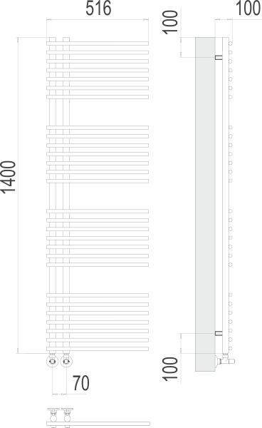 Полотенцесушитель водяной Terminus АСТРА (70х1400) П28 4670078530516