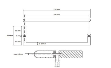 Полотенцедержатель для стеклянной двери 500 мм Bemeta Omega 104204352