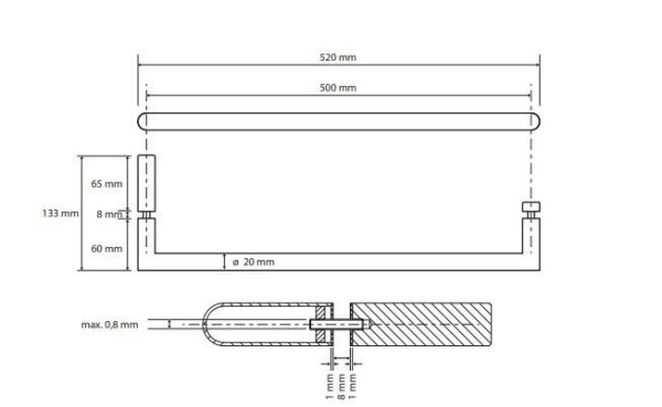 Полотенцедержатель для стеклянной двери 500 мм Bemeta Omega 104204352