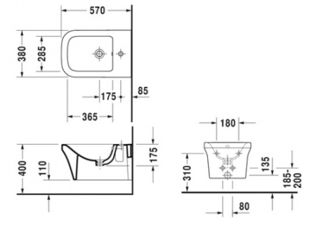 Биде подвесное Duravit P3 Comforts 2268150000