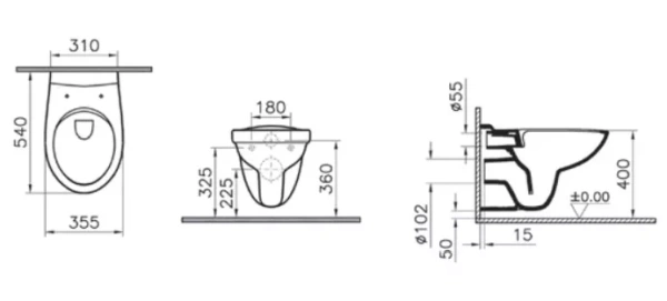 Унитаз подвесной VitrA S10 Spinflush + сиденье с микролифтом, инсталляция и панель управления, 9842B003-7206
