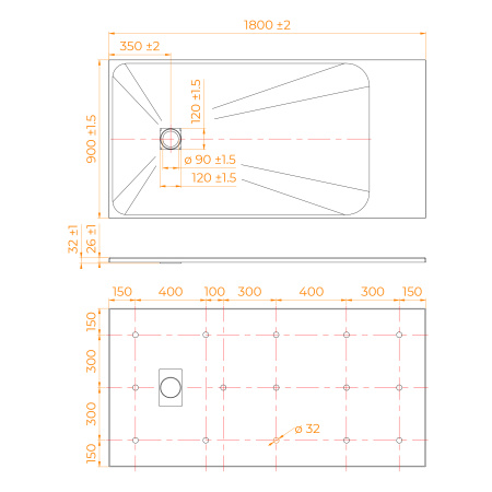 Душевой поддон (180х90) RGW TSS-W 553502918-01  