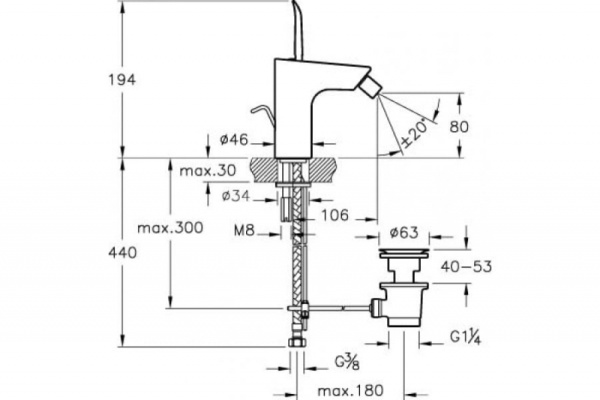Смеситель для биде VITRA T4 A41244EXP