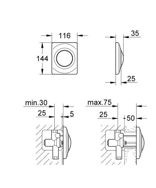 Клавиша смыва Grohe Surf 37018 P00 (37018P00)