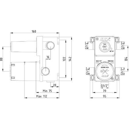 Скрытая часть для смесителя E.C.A 102166301EX