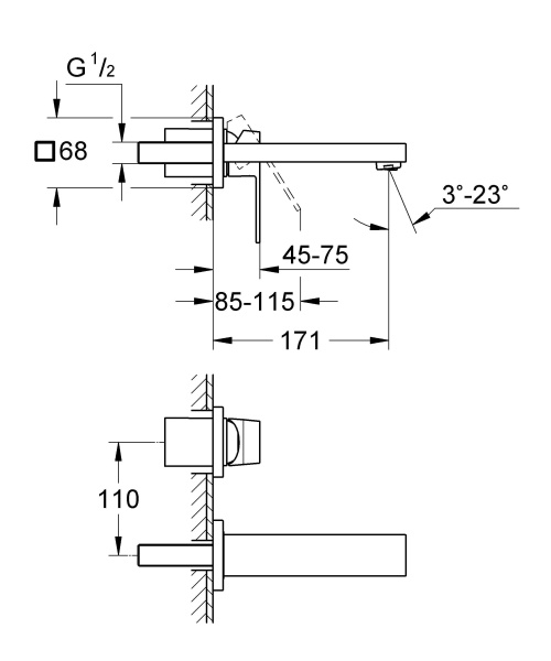 Смеситель для раковины на два отверстия Grohe Eurocube 19895 000 (19895000) хром