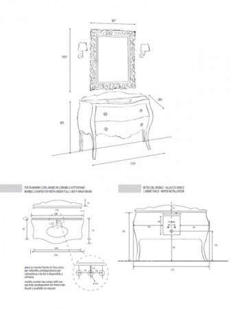 Столешница Cezares Carlotta Classico CARL04.M2