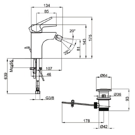 Смеситель для биде Villeroy & Boch Subway 2.0 TVB10220111061