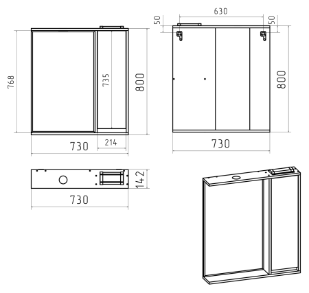 Зеркальный шкаф (73х80) Brevita Balaton 75 правый  BAL-04075-01-01П