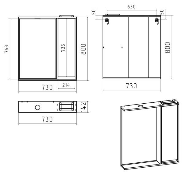 Зеркальный шкаф (73х80) Brevita Balaton 75 правый  BAL-04075-01-01П