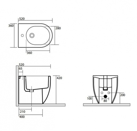 Биде напольное Kerasan Flo 312001*1 белый