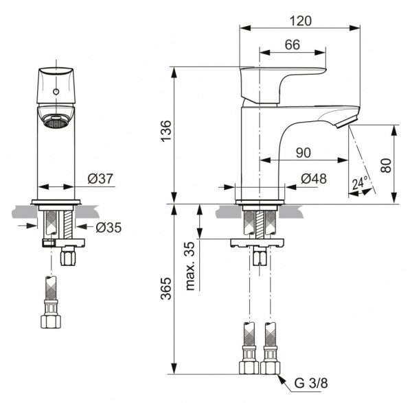 Смеситель для раковины Ideal Standard CONNECT AIR A7018AA