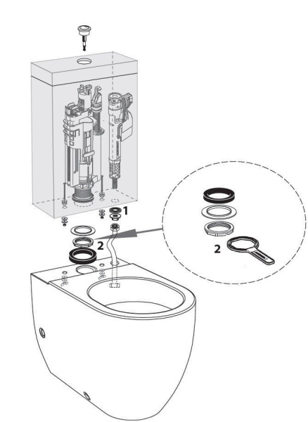 Механизм слива для сливного бачка Kerasan 7509K3 бронза (нижний подвод воды)