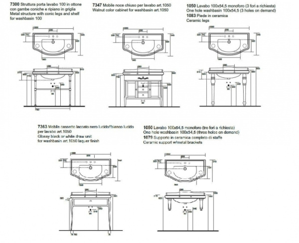 Раковина подвесная (100х54,5) Kerasan Retro 105001*1, 1 отверстие под смеситель