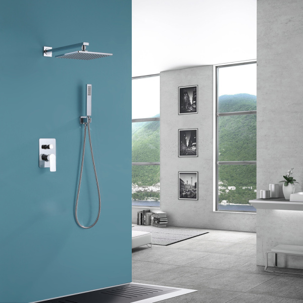 Душевой комплект ABBER Weiss Insel AF8018W скрытого монтажа без излива, белый-хром