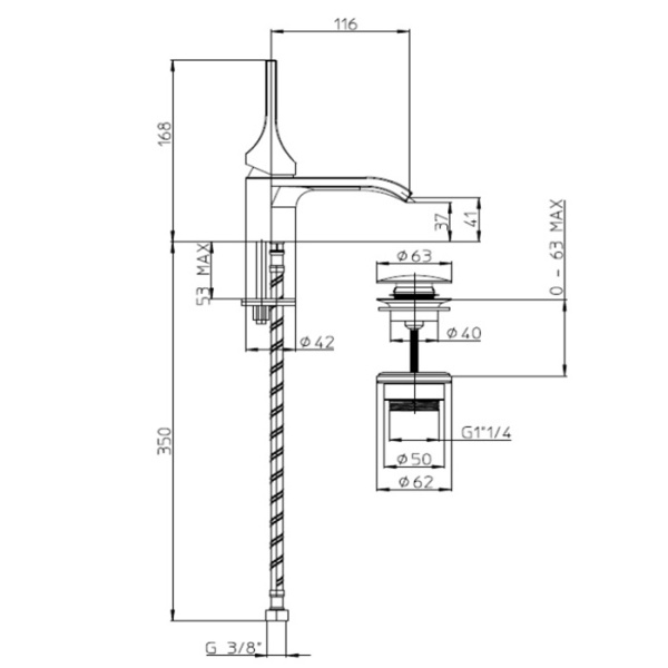 Однорычажный смеситель для раковины BOSSINI Apice E89600.073 черный