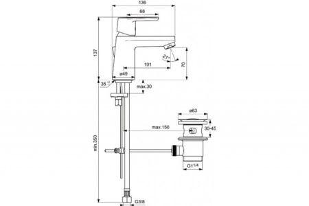 Комплект смесителей 3 в 1 Ideal Standard Vito B1132AA