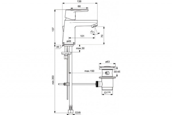 Комплект смесителей 3 в 1 Ideal Standard Vito B1132AA