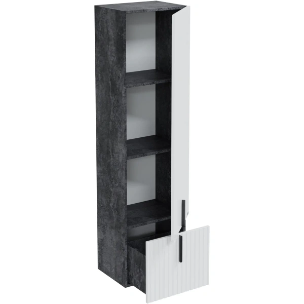 Пенал Санта Юпитер 700365 подвесной R, белый глянец/темный дуб