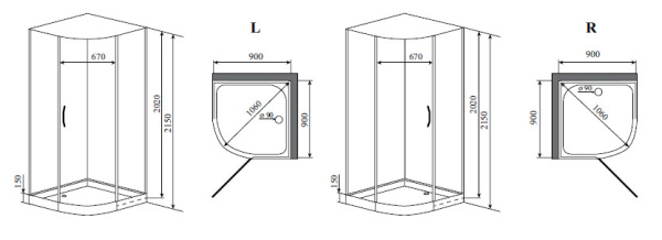 Душевая кабина (90х90) Timo Premium ARMO Н-506