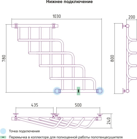 Полотенцесушитель водяной Сунержа Каскад 00-0113-1070