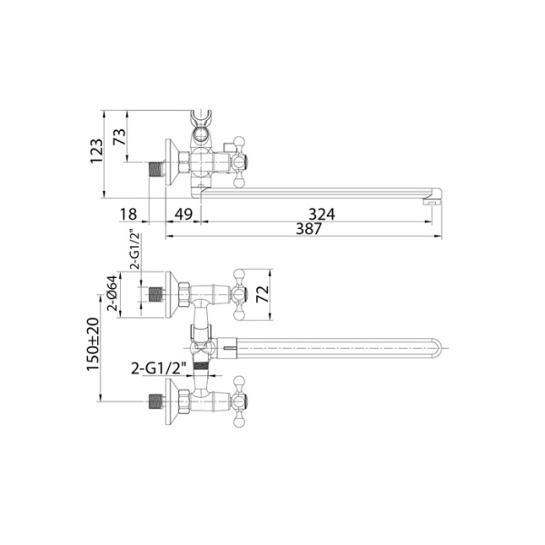 Смеситель для ванны с длинным изливом Milardo Duplex (DUPSBL2M10)
