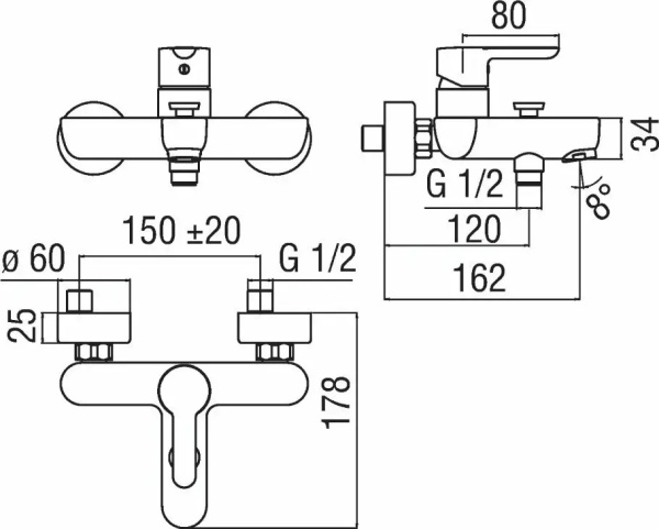 Смеситель для ванны NOBILI ABC AB87110/1CR